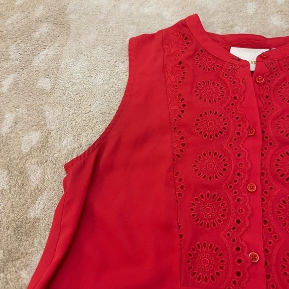 Maeve by Anthropologie pink orange lace tank top blouse women’s size 4 - Picture 5 of 6